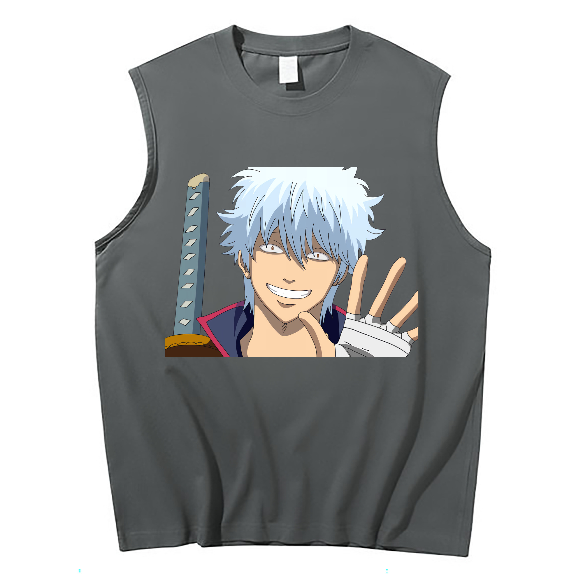 （画像用） ぎんたま 坂田銀時（さかたぎんとき） 神楽 志村新八（しむら しんぱち） GINTAMA Sakata Gintoki Kagura Shimura Shinpachi コットン100％タンクトップ（フロントプリント）